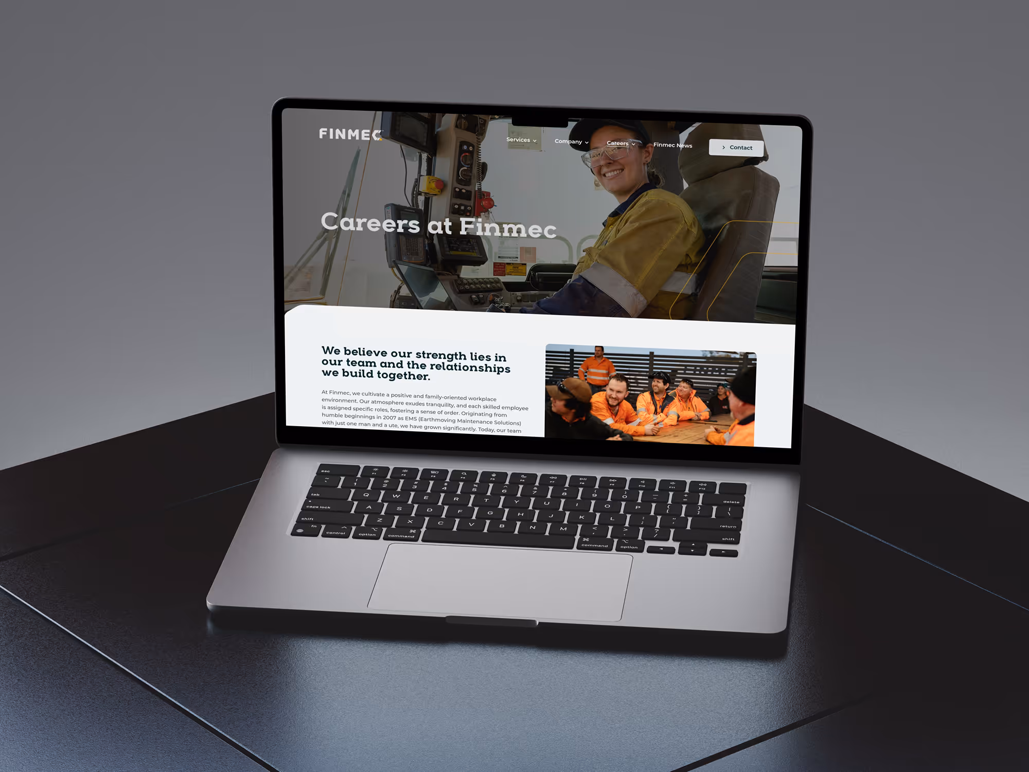 Careers at Finmec page mockup