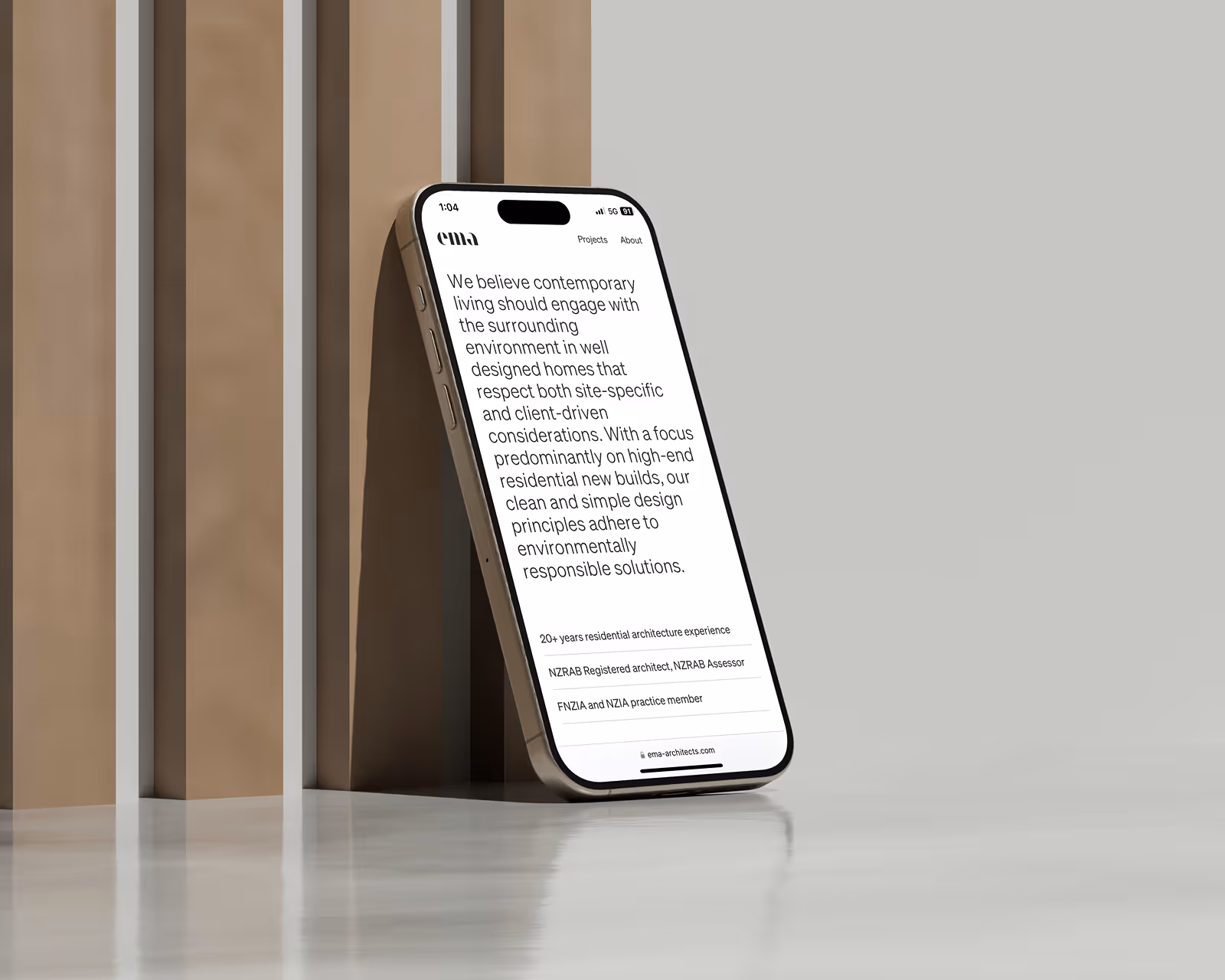 EMA About Page on an iPhone 16