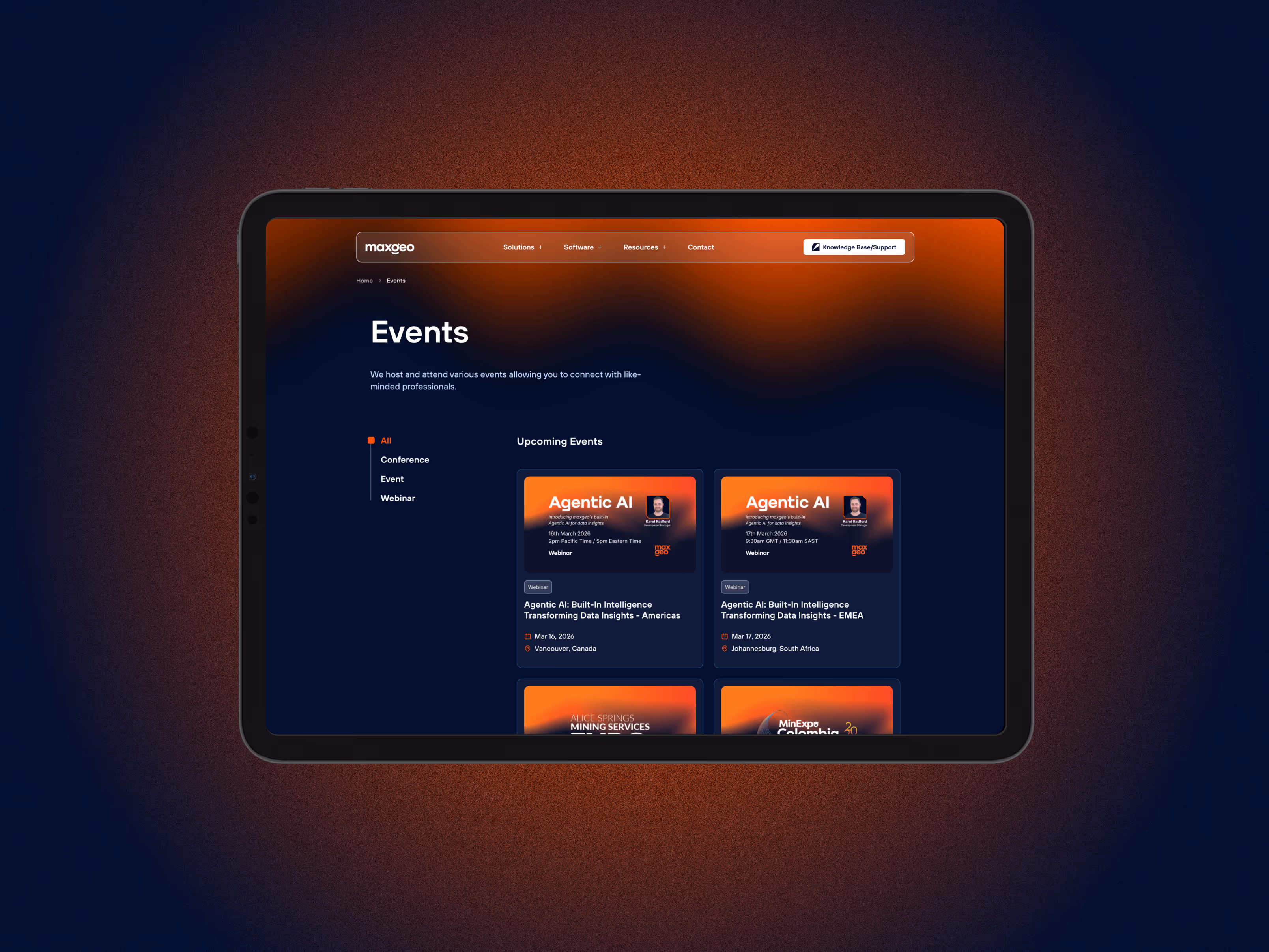 maxgeo Events page