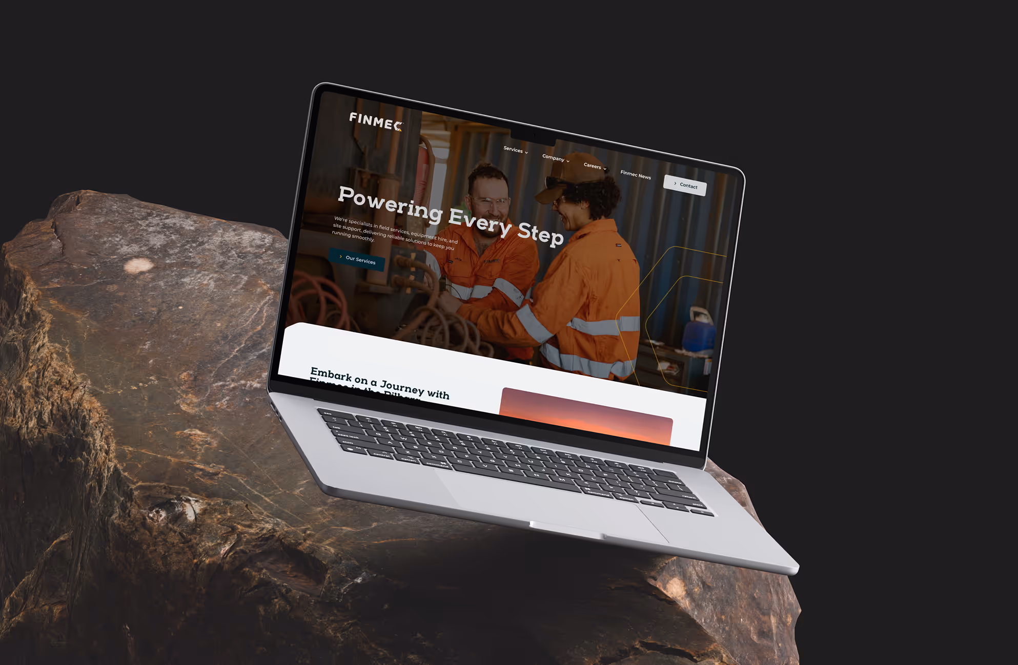 A homepage mockup of Finmec's website