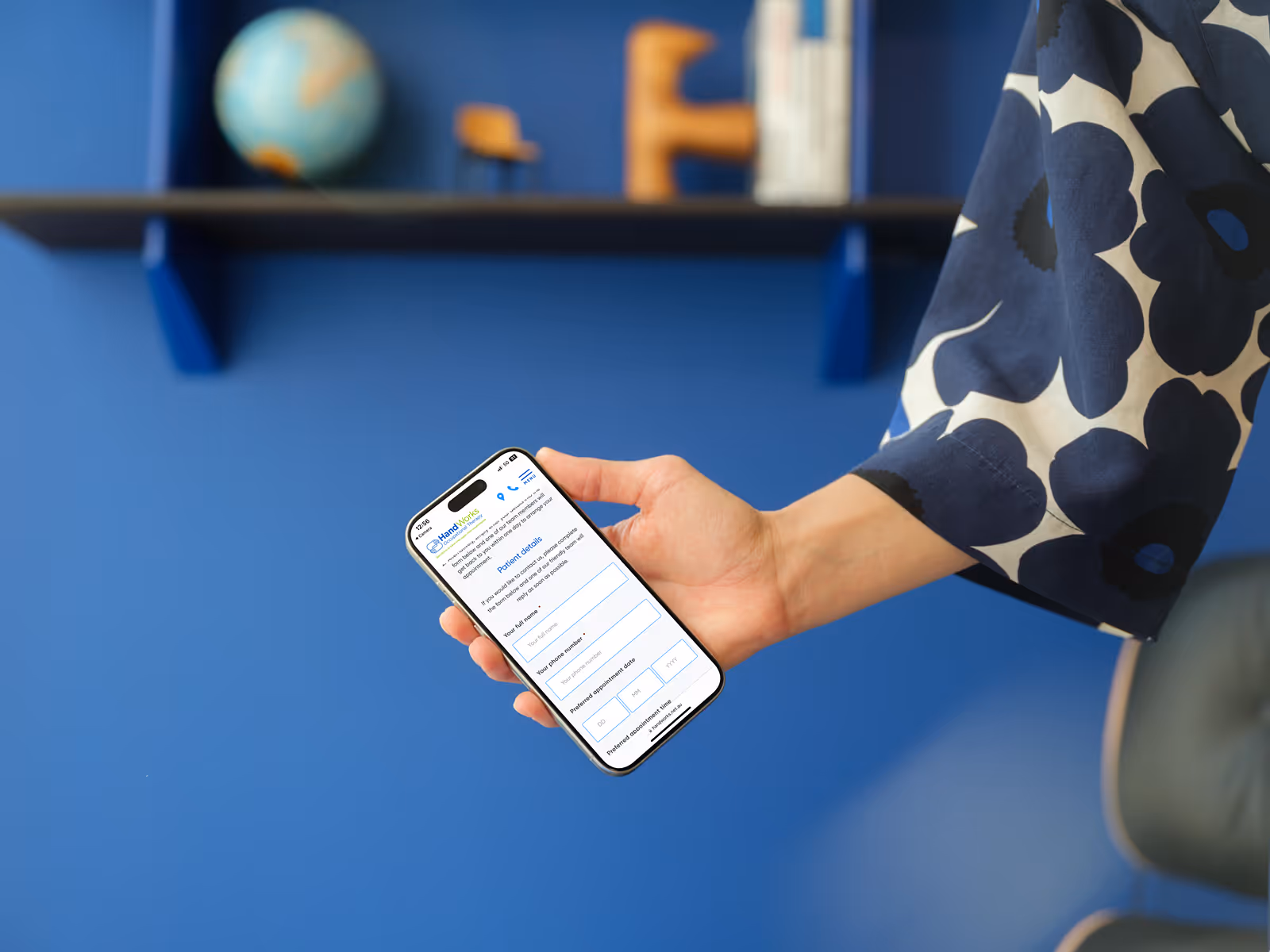 Handworks website on iPhone